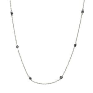 NWT - FREIDA ROTHMAN Bezel Set Station Necklace 18" Sterling Silver w/ Rhodium